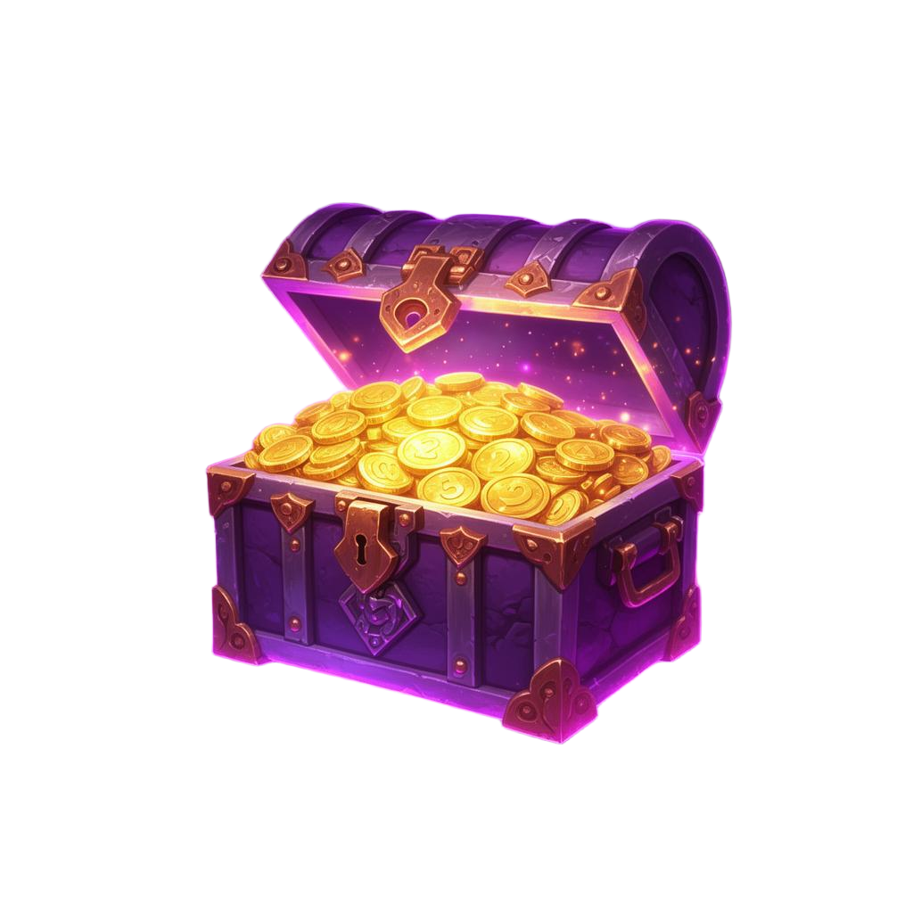Treasure chest with gold — play for the main prize